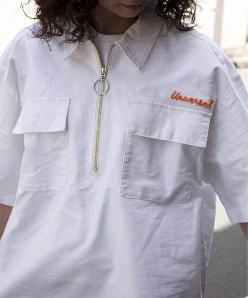 UNIVERSAL OVERALL(ユニバーサルオーバーオール)の「ハーフジップシャツ / HALF ZIP SHIRT(シャツ/ブラウス・メンズ・ホワイト/サックスブルー・M/L)」の17枚目の写真