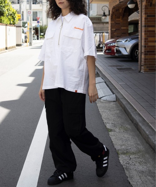 SUMMER WOOL ZIP FRONT S/S SHIRT (201-60308) | UNIVERSAL