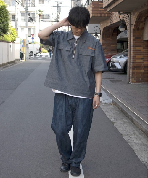 UNIVERSAL OVERALL(ユニバーサルオーバーオール)の「ハーフジップシャツ / HALF ZIP SHIRT(シャツ/ブラウス・メンズ・ホワイト/サックスブルー・M/L)」の13枚目の写真