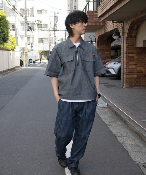 UNIVERSAL OVERALL(ユニバーサルオーバーオール)の「ハーフジップシャツ / HALF ZIP SHIRT(シャツ/ブラウス・メンズ・ホワイト/サックスブルー・M/L)」の19枚目の写真
