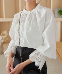 KOBE LETTUCE | 袖口レース切替ぽわん袖ブラウス(シャツ/ブラウス)