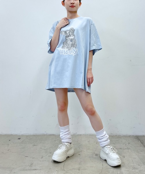 Whinny/心臓大爆破 ロンT　水色　天使界隈　ホワイニー Whinny/心臓大爆破 ロンT 水色 天使界隈 ホワイニーの通販 by
