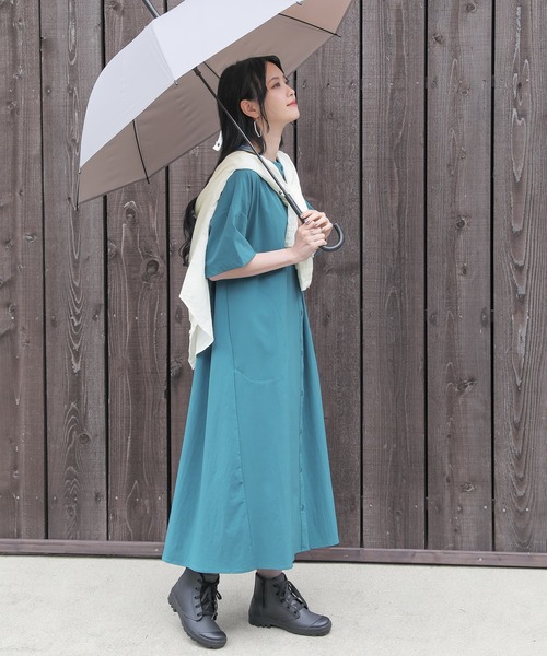 n'OrLABEL(ノアールレーベル)の「【機能素材】『多機能バンドカラーワンピース』(シャツワンピース・レディース・ベージュ/ブラック/グレイッシュブルー/カーキ・FREE)」の20枚目の写真