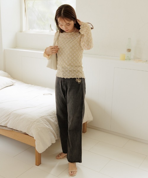 flower（フラワー）の「フラワリーメロートップ（Tシャツ/カットソー・レディース・アイボリー/ベージュ・FREE）」の6枚目の写真