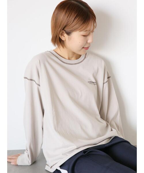 ehka sopo(エヘカソポ)の「配色ステッチプリントロンT(Tシャツ/カットソー・レディース・ベージュ/オフホワイト/ミント・F)」の3枚目の写真