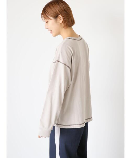 ehka sopo(エヘカソポ)の「配色ステッチプリントロンT(Tシャツ/カットソー・レディース・ベージュ/オフホワイト/ミント・F)」の5枚目の写真