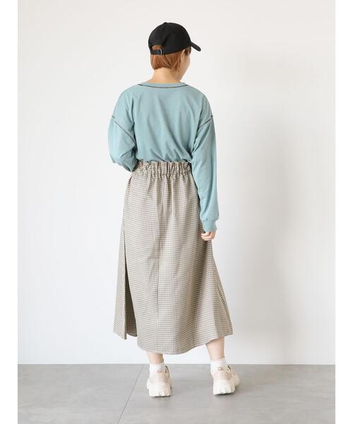 ehka sopo(エヘカソポ)の「配色ステッチプリントロンT(Tシャツ/カットソー・レディース・ベージュ/オフホワイト/ミント・F)」の8枚目の写真