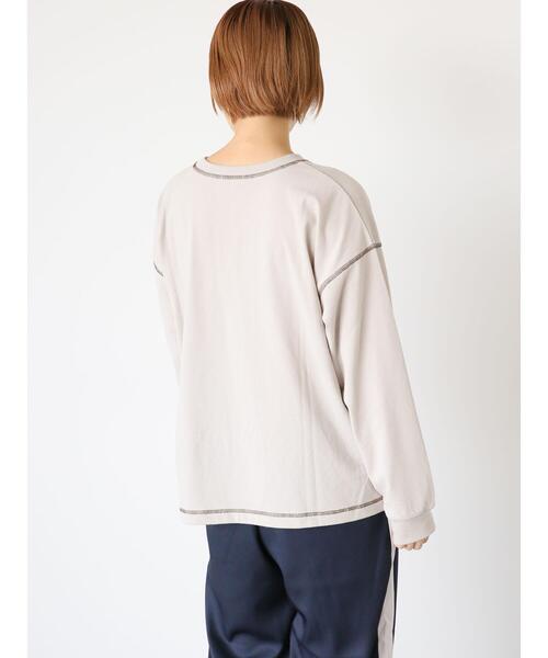 ehka sopo(エヘカソポ)の「配色ステッチプリントロンT(Tシャツ/カットソー・レディース・ベージュ/オフホワイト/ミント・F)」の12枚目の写真