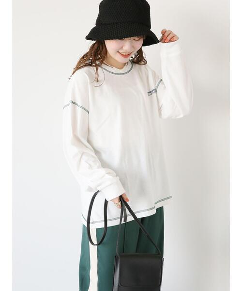 ehka sopo(エヘカソポ)の「配色ステッチプリントロンT(Tシャツ/カットソー・レディース・ベージュ/オフホワイト/ミント・F)」の15枚目の写真