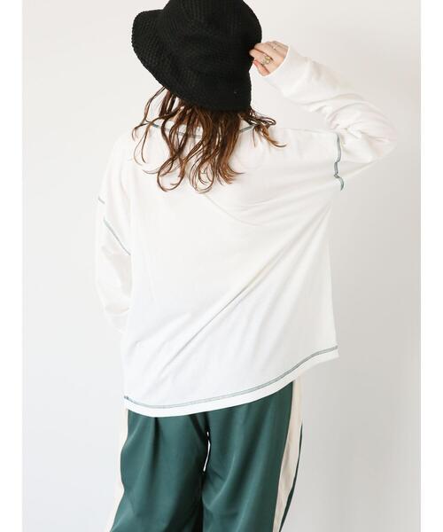 ehka sopo(エヘカソポ)の「配色ステッチプリントロンT(Tシャツ/カットソー・レディース・ベージュ/オフホワイト/ミント・F)」の16枚目の写真