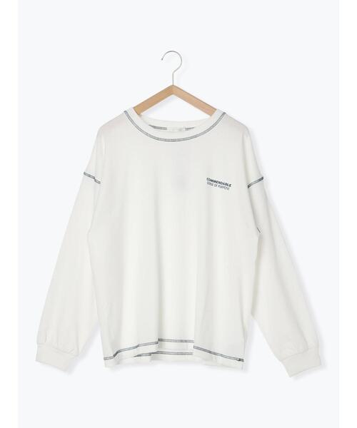 ehka sopo(エヘカソポ)の「配色ステッチプリントロンT(Tシャツ/カットソー・レディース・ベージュ/オフホワイト/ミント・F)」の22枚目の写真