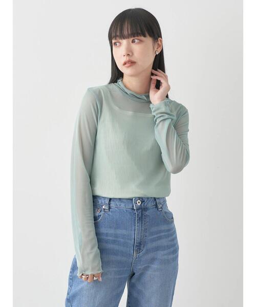 earth music&ecology（アースミュージックアンドエコロジー）の「シアーハイネックメロープルオーバー（Tシャツ/カットソー・レディース・ミント/アイボリー/ブラック/グレー・FREE）」の15枚目の写真