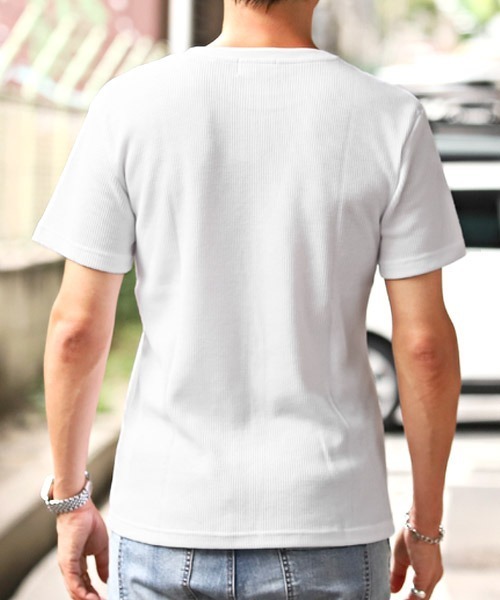 LUXSTYLE(ラグスタイル)の「サーマルワッフルクルーネックTシャツ(Tシャツ/カットソー・メンズ・ホワイト/ブラック/グレー・L/XL/M)」の4枚目の写真