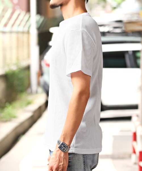 LUXSTYLE(ラグスタイル)の「サーマルワッフルクルーネックTシャツ(Tシャツ/カットソー・メンズ・ホワイト/ブラック/グレー・L/XL/M)」の5枚目の写真