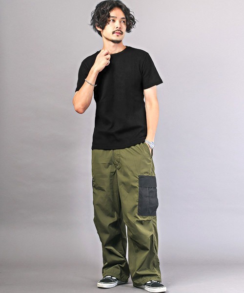 LUXSTYLE(ラグスタイル)の「サーマルワッフルクルーネックTシャツ(Tシャツ/カットソー・メンズ・ホワイト/ブラック/グレー・L/XL/M)」の7枚目の写真