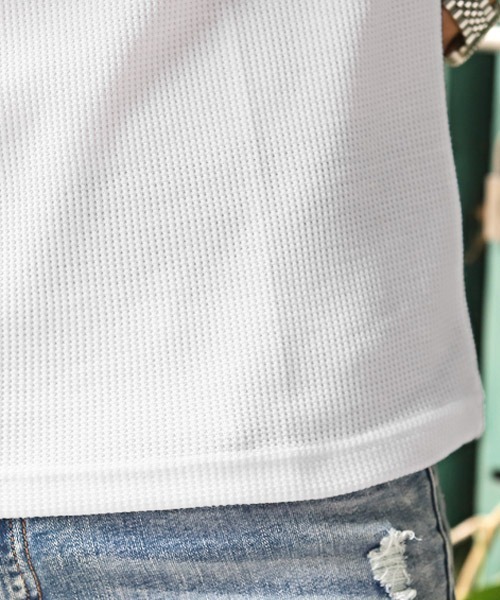 LUXSTYLE(ラグスタイル)の「サーマルワッフルクルーネックTシャツ(Tシャツ/カットソー・メンズ・ホワイト/ブラック/グレー・L/XL/M)」の13枚目の写真