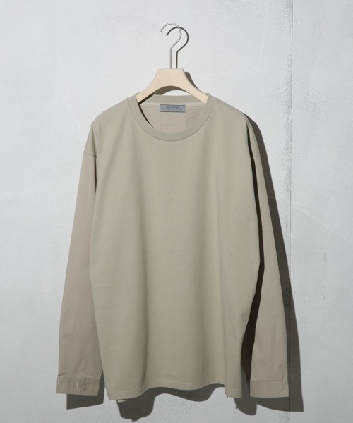 NANO universe(ナノユニバース)の「布帛ドッキングTシャツ 長袖(Tシャツ/カットソー・メンズ・カーキ/ブラック/アイボリー・M/L/S)」の3枚目の写真