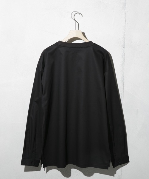 NANO universe(ナノユニバース)の「布帛ドッキングTシャツ 長袖(Tシャツ/カットソー・メンズ・カーキ/ブラック/アイボリー・M/L/S)」の5枚目の写真