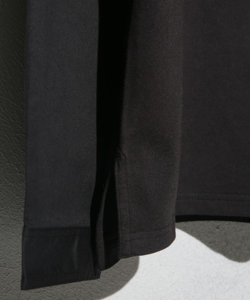 NANO universe(ナノユニバース)の「布帛ドッキングTシャツ 長袖(Tシャツ/カットソー・メンズ・カーキ/ブラック/アイボリー・M/L/S)」の9枚目の写真