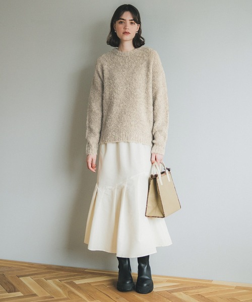 coca（coca）（コカ）の「ブークレボリュームスリーブニット（ニット/セーター・レディース・チャコール/ライトベージュ・L/M）」の3枚目の写真