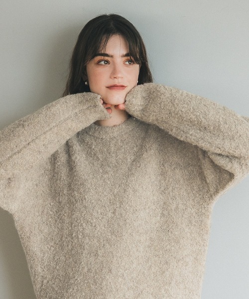 coca（coca）（コカ）の「ブークレボリュームスリーブニット（ニット/セーター・レディース・チャコール/ライトベージュ・L/M）」の4枚目の写真