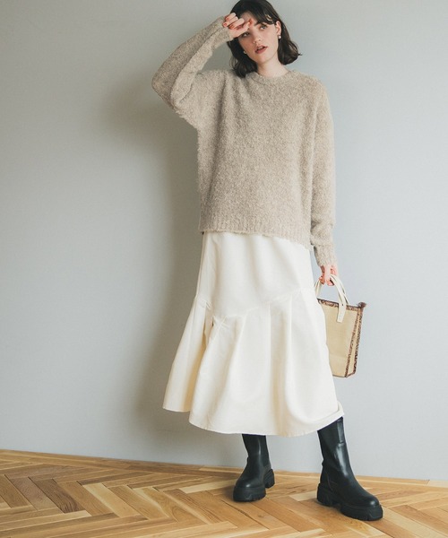 coca（coca）（コカ）の「ブークレボリュームスリーブニット（ニット/セーター・レディース・チャコール/ライトベージュ・L/M）」の6枚目の写真