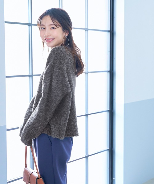 coca（coca）（コカ）の「ブークレボリュームスリーブニット（ニット/セーター・レディース・チャコール/ライトベージュ・L/M）」の10枚目の写真