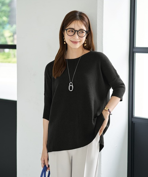 STYLE DELI(スタイルデリ)の「ソフトタッチ◆8分袖ドルマンニットトップス(ニット/セーター・レディース・ピンク/ホワイト系その他/ブラック/ベージュ/グレー/ネイビー・FREE)」の3枚目の写真