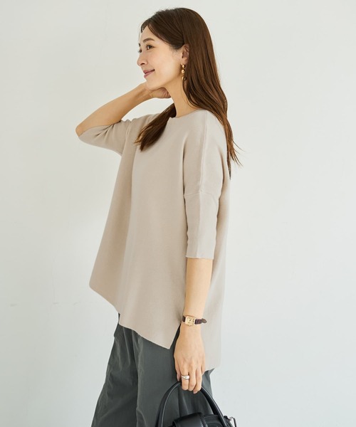 STYLE DELI(スタイルデリ)の「ソフトタッチ◆8分袖ドルマンニットトップス(ニット/セーター・レディース・ピンク/ホワイト系その他/ブラック/ベージュ/グレー/ネイビー・FREE)」の11枚目の写真