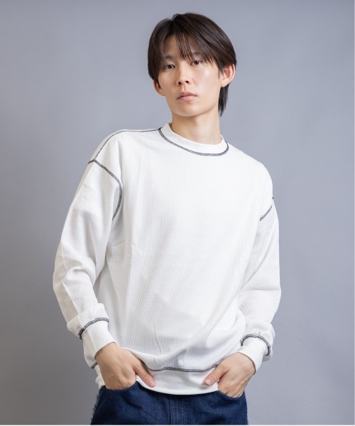En serio TOKYO(エンソリオトーキョー)の「TCワッフル アウトステッチ リブ ロンT(Tシャツ/カットソー・メンズ・ホワイト/グレー/ブラック・M/L)」の2枚目の写真