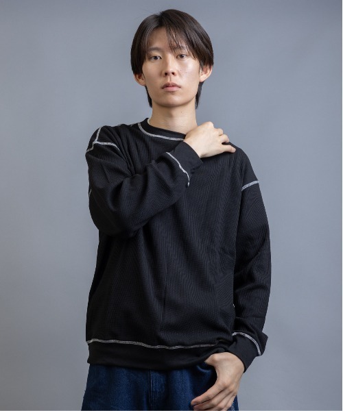 En serio TOKYO(エンソリオトーキョー)の「TCワッフル アウトステッチ リブ ロンT(Tシャツ/カットソー・メンズ・ホワイト/グレー/ブラック・M/L)」の3枚目の写真