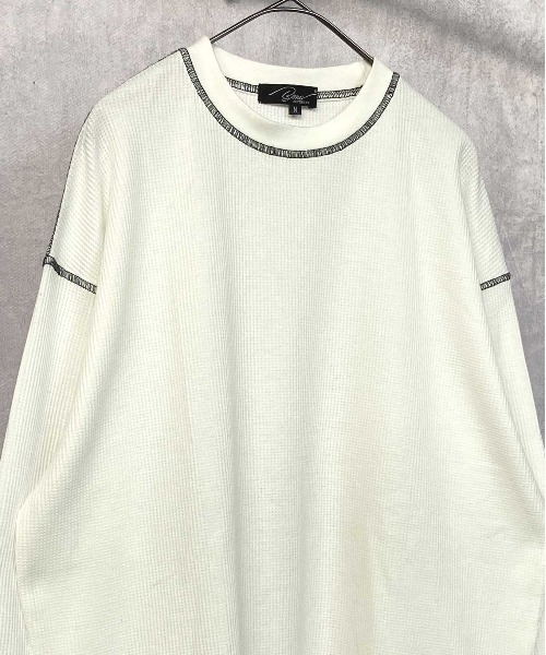 En serio TOKYO(エンソリオトーキョー)の「TCワッフル アウトステッチ リブ ロンT(Tシャツ/カットソー・メンズ・ホワイト/グレー/ブラック・M/L)」の4枚目の写真