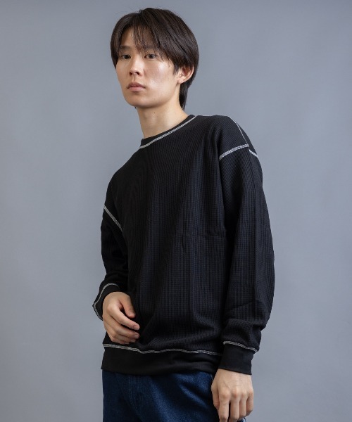 En serio TOKYO(エンソリオトーキョー)の「TCワッフル アウトステッチ リブ ロンT(Tシャツ/カットソー・メンズ・ホワイト/グレー/ブラック・M/L)」の11枚目の写真