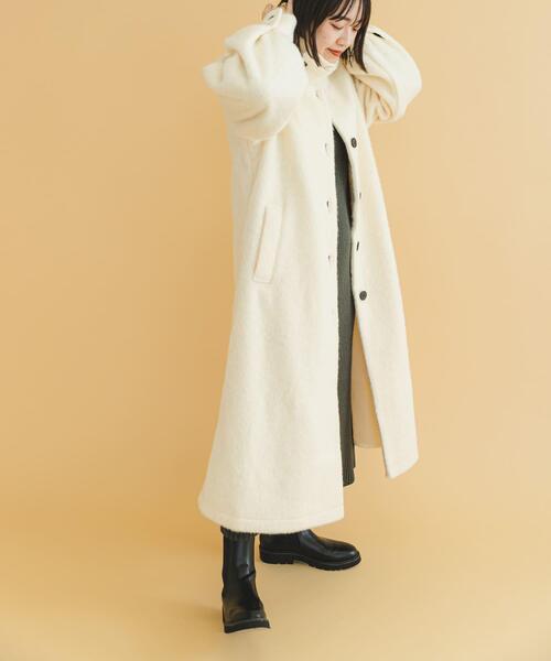 ITEMS URBANRESEARCH（アイテムズ アーバンリサーチ）の「シャギースタンドカラーコート（その他アウター・レディース・チャコールグレー/ホワイト系その他/グリーン系その他・FREE）」の8枚目の写真