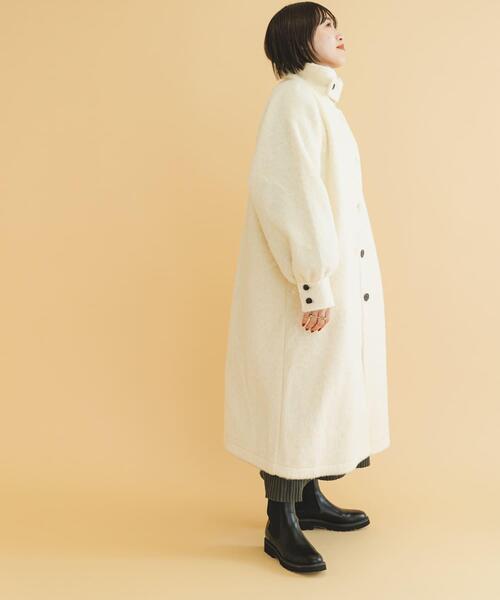 ITEMS URBANRESEARCH（アイテムズ アーバンリサーチ）の「シャギースタンドカラーコート（その他アウター・レディース・チャコールグレー/ホワイト系その他/グリーン系その他・FREE）」の9枚目の写真