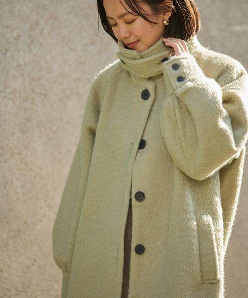 ITEMS URBANRESEARCH（アイテムズ アーバンリサーチ）の「シャギースタンドカラーコート（その他アウター・レディース・チャコールグレー/ホワイト系その他/グリーン系その他・FREE）」の12枚目の写真