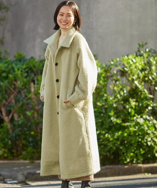 ITEMS URBANRESEARCH（アイテムズ アーバンリサーチ）の「シャギースタンドカラーコート（その他アウター・レディース・チャコールグレー/ホワイト系その他/グリーン系その他・FREE）」の14枚目の写真