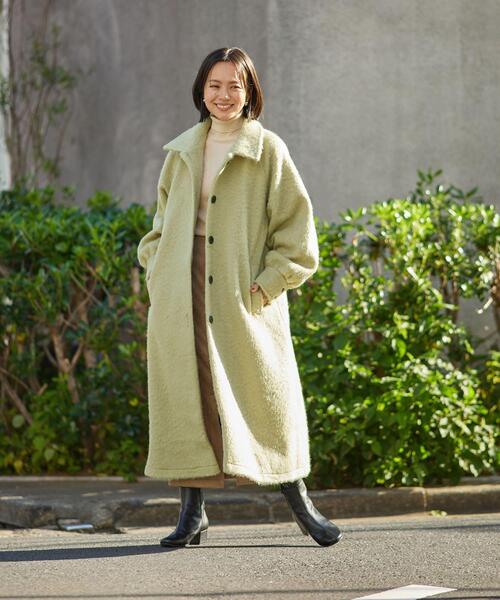 ITEMS URBANRESEARCH（アイテムズ アーバンリサーチ）の「シャギースタンドカラーコート（その他アウター・レディース・チャコールグレー/ホワイト系その他/グリーン系その他・FREE）」の15枚目の写真