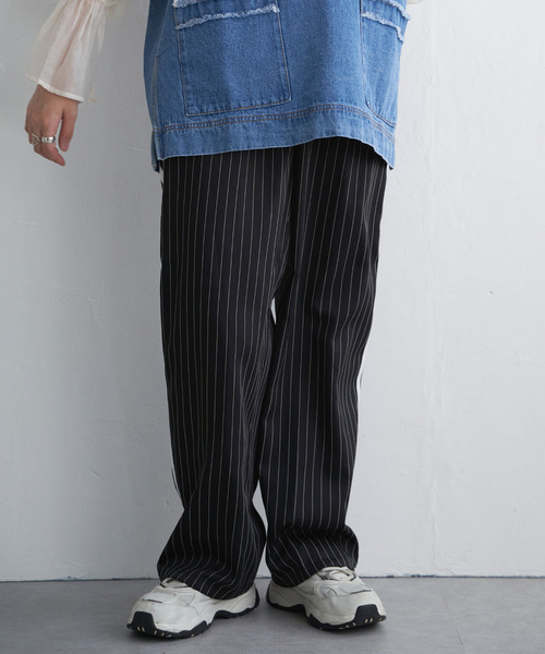 VENCEEXCHANGE（ヴァンスエクスチェンジ）の「【セットアップ対応】ピンストライプストレートパンツ（その他パンツ・レディース・グリーン/ネイビー/ブラック/ベージュ・FREE）」の9枚目の写真