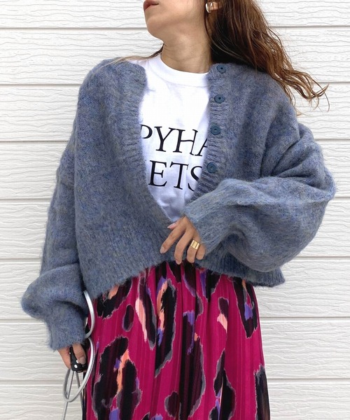 Q(キュー)の「モヘアタッチ2wayショートカーデ(カーディガン/ボレロ・レディース・ピンク系/ブルー系・MEDIUM)」の1枚目の写真