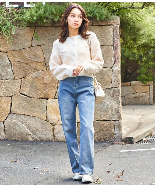 CHILLE(チル)の「モノグラムジャガードニットジャケット(カーディガン/ボレロ・レディース・アイボリー/ピンク/ブラック・FREE)」の9枚目の写真