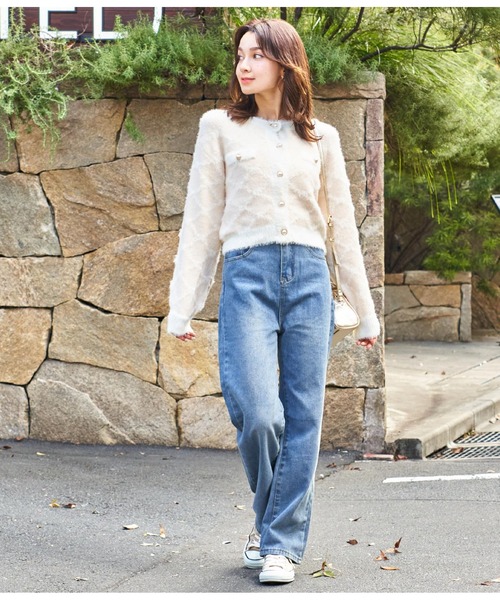 CHILLE(チル)の「モノグラムジャガードニットジャケット(カーディガン/ボレロ・レディース・アイボリー/ピンク/ブラック・FREE)」の10枚目の写真