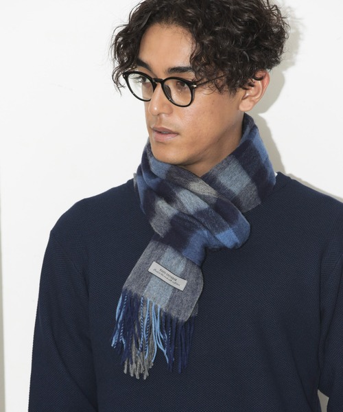 NANO universe（ナノユニバース）の「ウールチェックマフラー（マフラー・メンズ・ベージュ/ネイビー・FREE）」の8枚目の写真