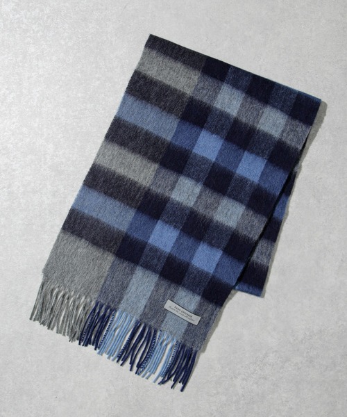 NANO universe（ナノユニバース）の「ウールチェックマフラー（マフラー・メンズ・ベージュ/ネイビー・FREE）」の10枚目の写真