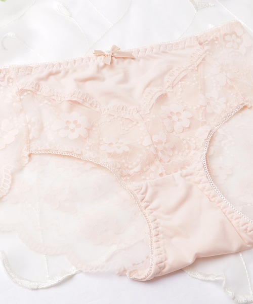 lace half pants レース セール】【5枚セット】花柄レースリボン付きドッキングショーツ
