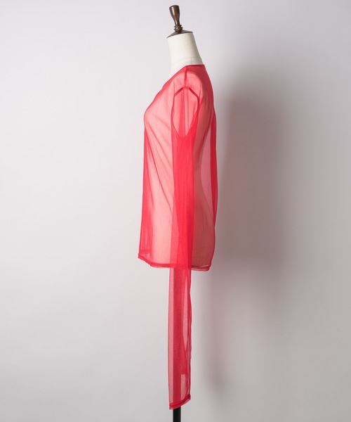 yae(ヤエ)の「New super long sleeve tulle/Newスーパーロングスリーブチュールシアートップス(Tシャツ/カットソー・レディース・レッド/ホワイト/ブラック・FREE)」の11枚目の写真