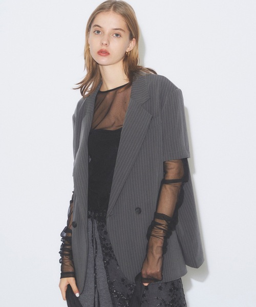 yae(ヤエ)の「New super long sleeve tulle/Newスーパーロングスリーブチュールシアートップス(Tシャツ/カットソー・レディース・レッド/ホワイト/ブラック・FREE)」の19枚目の写真