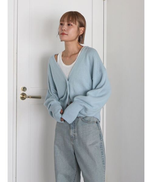 Ungrid(アングリッド)の「【WEB限定】カラールーズニットショートカーデ(カーディガン/ボレロ・レディース・ピンク/ブルー/オレンジ/グリーン/アイボリー・FREE)」の3枚目の写真