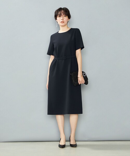 NOLLEY’S（ノーリーズ）の「《セットアップ対応》ウォッシャブルストレッチダブルクロス半袖ワンピース（ワンピース・レディース・ネイビー/ベージュ・36/38）」の15枚目の写真