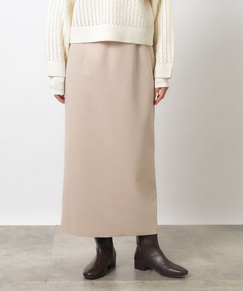 OPAQUE.CLIP（オペークドットクリップ）の「◆≪S-LLsize≫ メルトンライクジャージ ナロースカート【洗濯機洗い可】（スカート・レディース・ベージュ/ブラウン系/チャコールグレー・38/40/36/42）」の3枚目の写真
